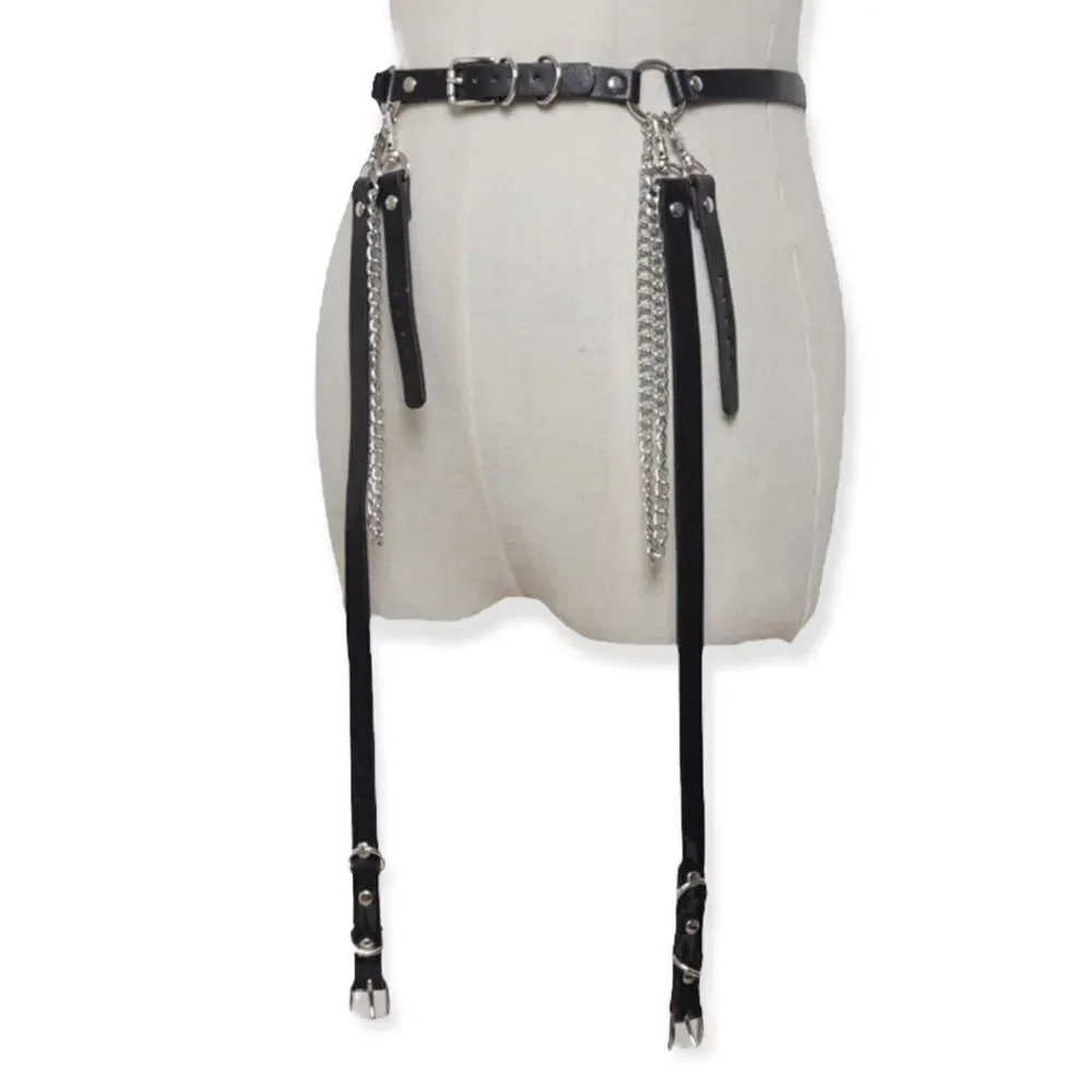 Body Harness Straps Clear Adjustable Waist Belt Silver Pants Chains NWT